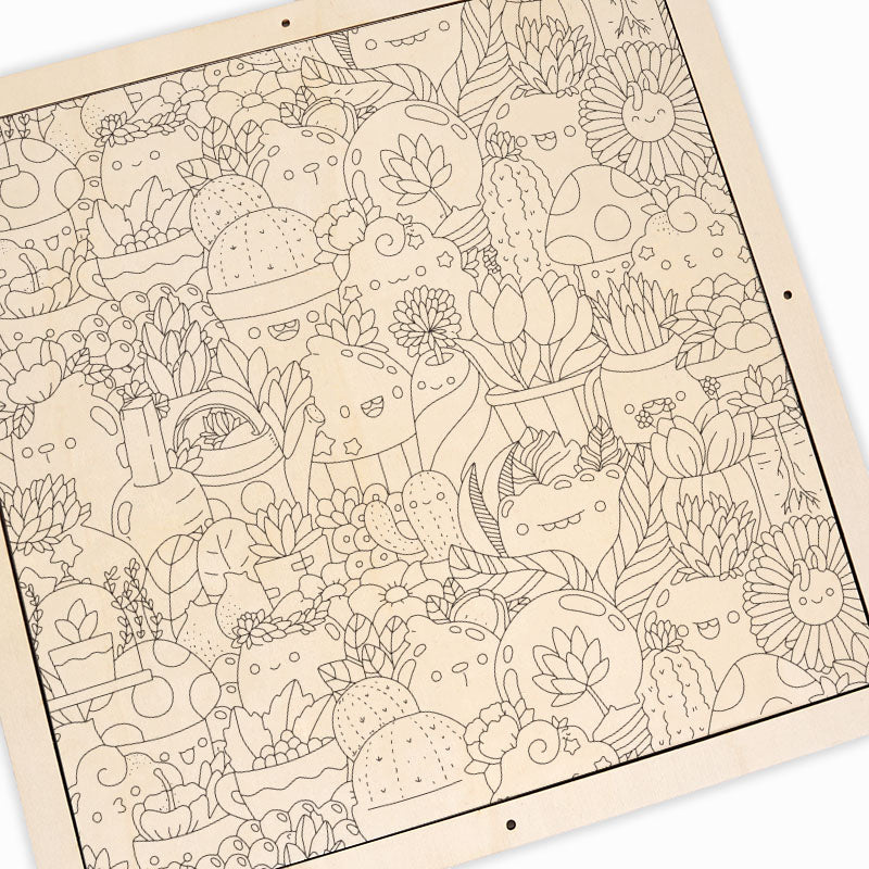 Paradis botanique - Puzzle en bois à colorier
