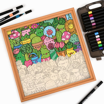 Paradis botanique - Puzzle en bois à colorier
