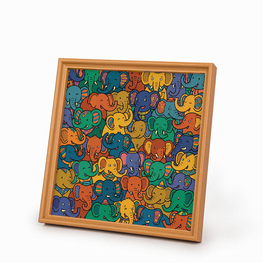 Fête des éléphants - Puzzle en bois à colorier
