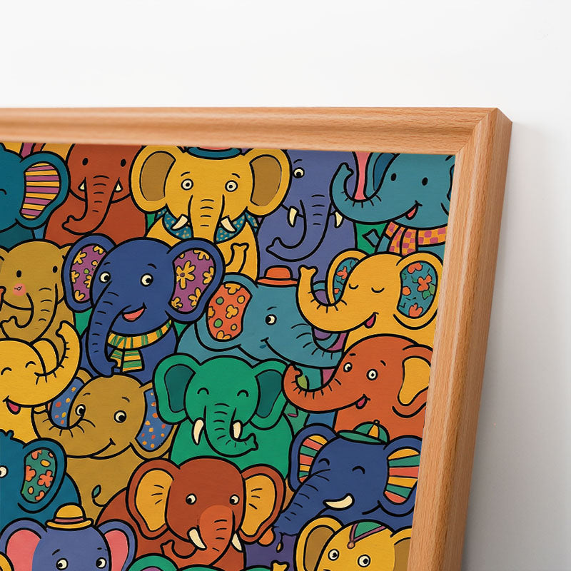 Fête des éléphants - Puzzle en bois à colorier