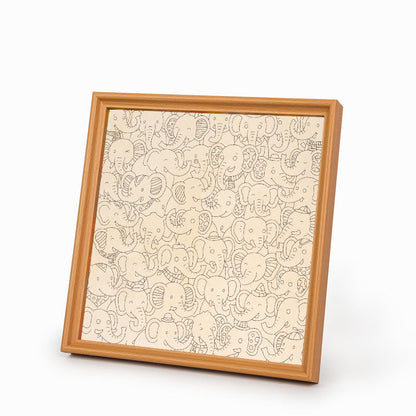 Fête des éléphants - Puzzle en bois à colorier