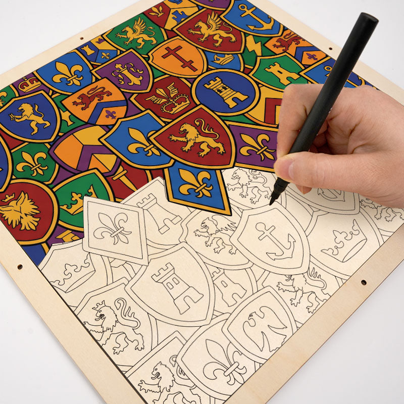 Collection de badges - Puzzle en bois à colorier