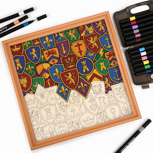 Collection de badges - Puzzle en bois à colorier