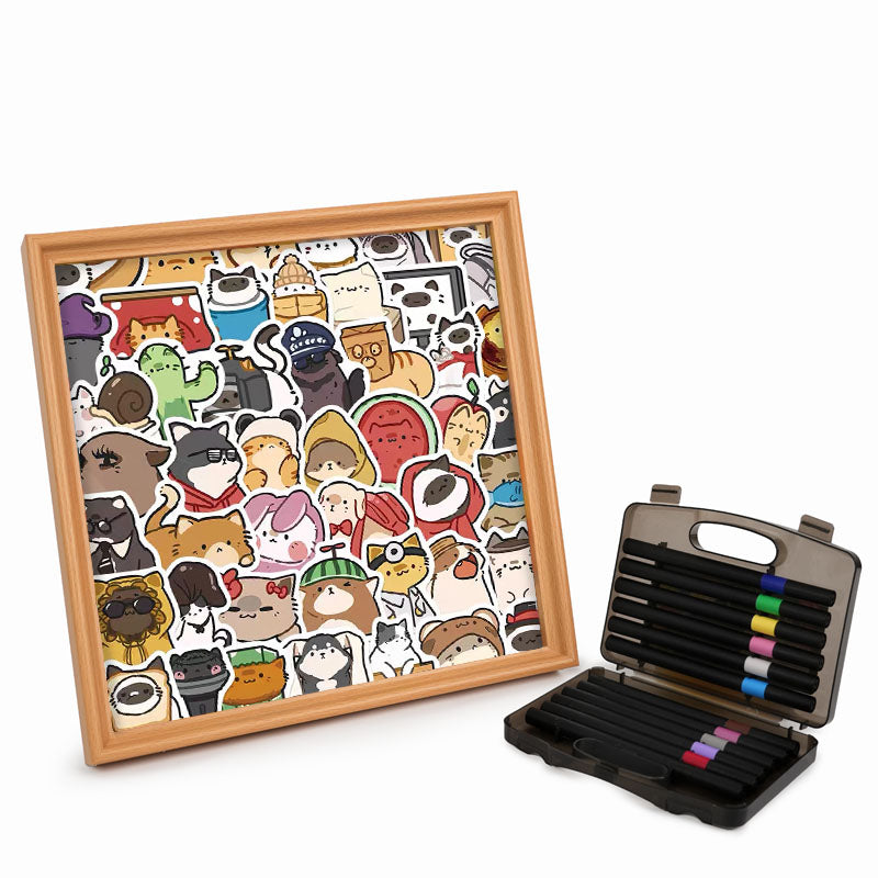 Animaux heureux - Puzzle en bois à colorier