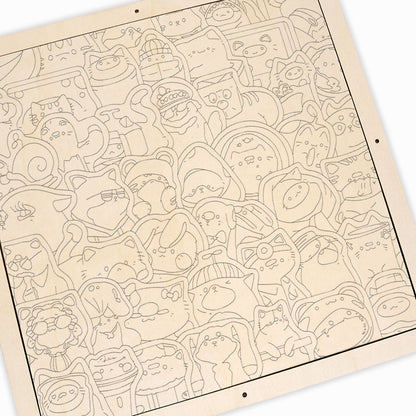 Animaux heureux - Puzzle en bois à colorier