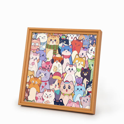 Chats fantaisistes - Puzzle en bois à colorier
