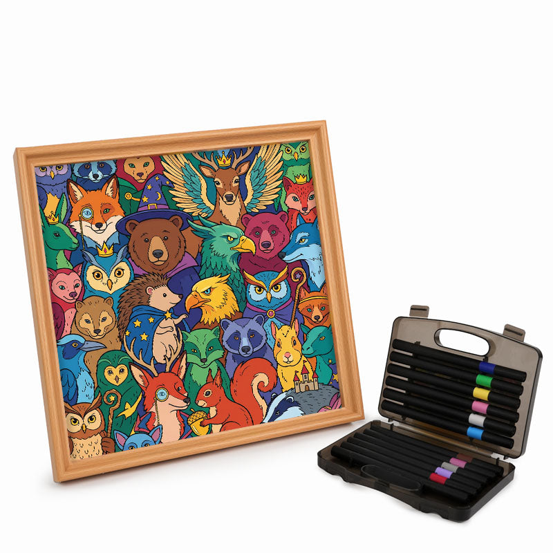 Les amis de la forêt enchantée - Puzzle en bois à colorier