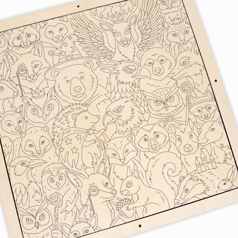 Les amis de la forêt enchantée - Puzzle en bois à colorier