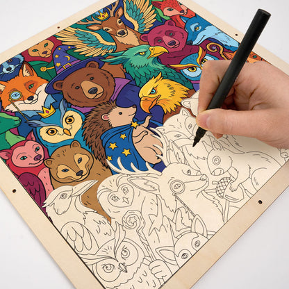 Les amis de la forêt enchantée - Puzzle en bois à colorier