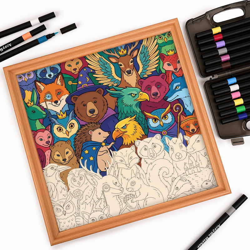 Les amis de la forêt enchantée - Puzzle en bois à colorier