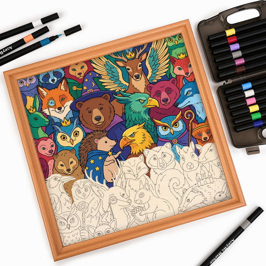 Les amis de la forêt enchantée - Puzzle en bois à colorier