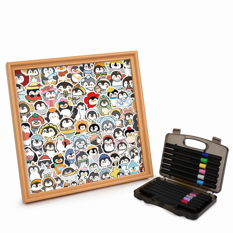 Pingouins rigolos - Puzzle en bois à colorier