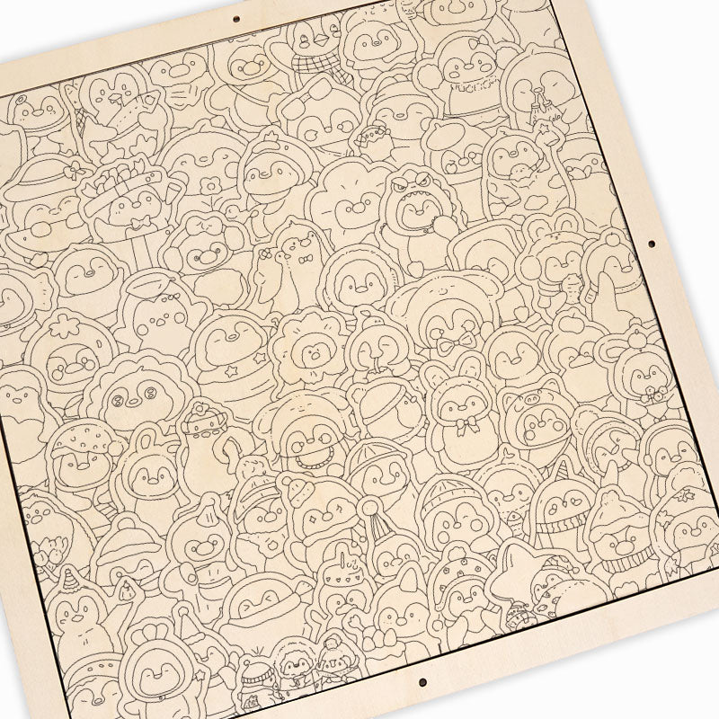 Pingouins rigolos - Puzzle en bois à colorier