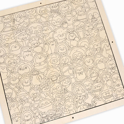 Pingouins rigolos - Puzzle en bois à colorier