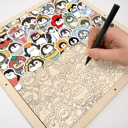 Pingouins rigolos - Puzzle en bois à colorier