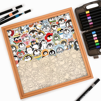 Pingouins rigolos - Puzzle en bois à colorier