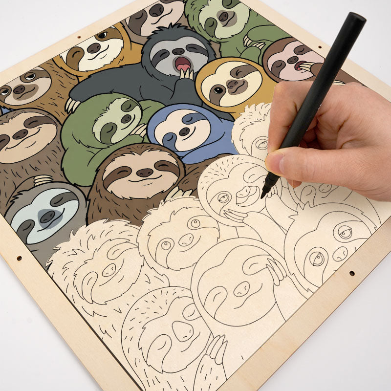 Paresseux paresseux - Puzzle en bois à colorier