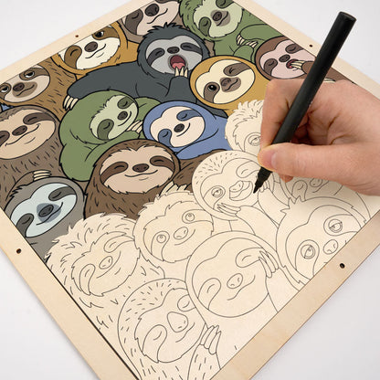 Paresseux paresseux - Puzzle en bois à colorier