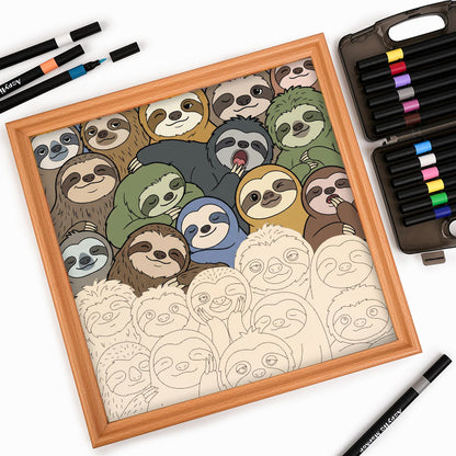 Paresseux paresseux - Puzzle en bois à colorier