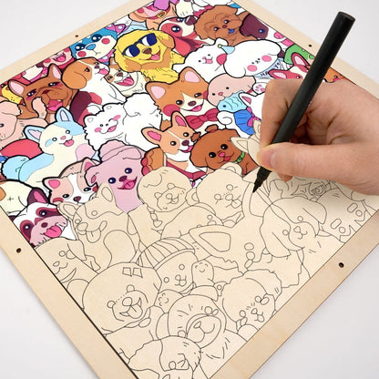 Fête des animaux - Puzzle en bois à colorier