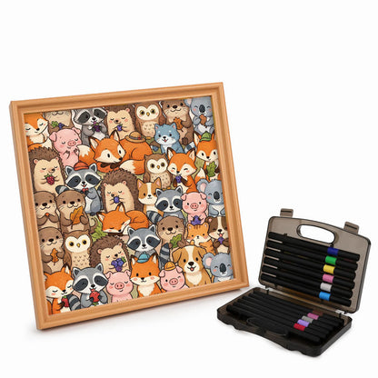 Adorables petits animaux - Puzzle en bois à colorier