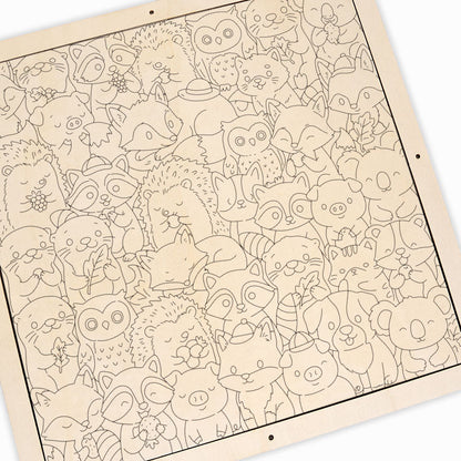 Adorables petits animaux - Puzzle en bois à colorier