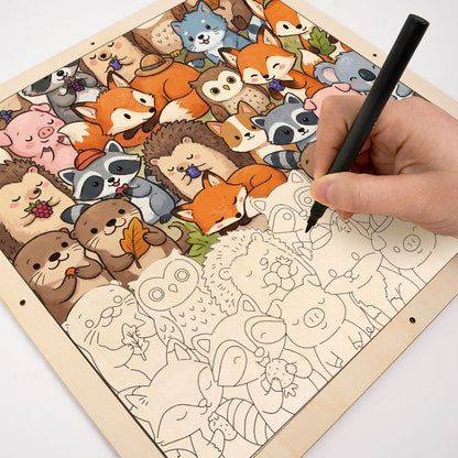Adorables petits animaux - Puzzle en bois à colorier
