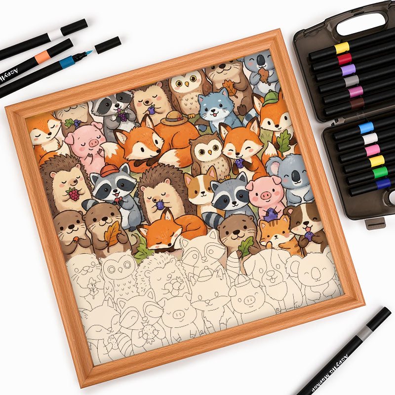 Adorables petits animaux - Puzzle en bois à colorier
