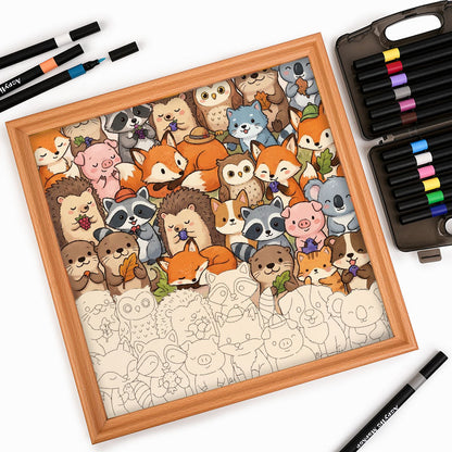 Adorables petits animaux - Puzzle en bois à colorier