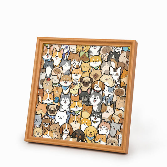 Le Monde des Petits Chiots - Puzzle en bois à colorier