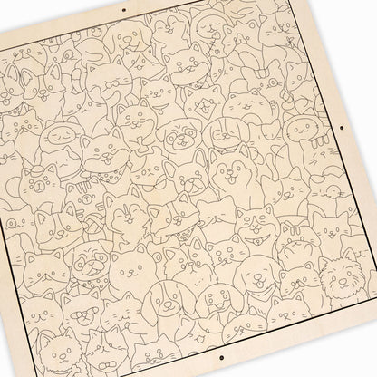 Le Monde des Petits Chiots - Puzzle en bois à colorier