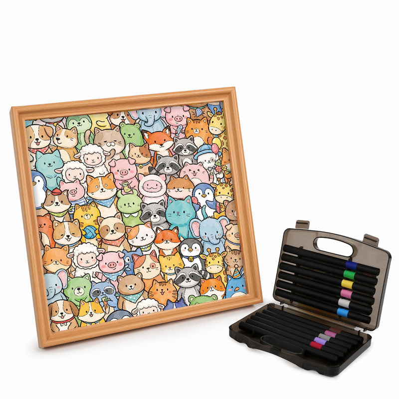Animaux fantaisistes - Puzzle en bois à colorier