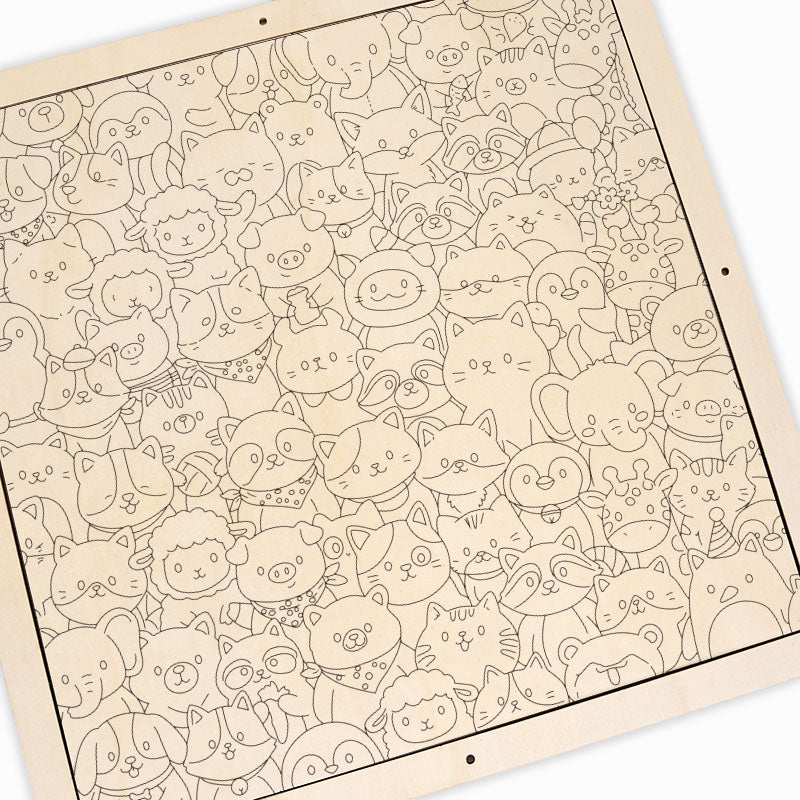 Animaux fantaisistes - Puzzle en bois à colorier