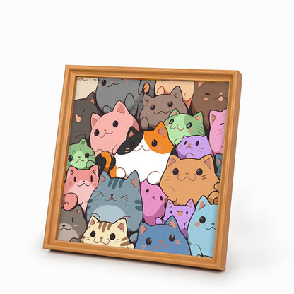 Petits chatons ronds - Puzzle en bois à colorier