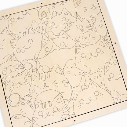 Petits chatons ronds - Puzzle en bois à colorier