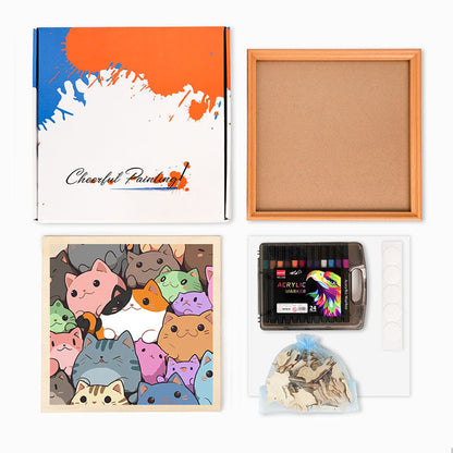 Petits chatons ronds - Puzzle en bois à colorier