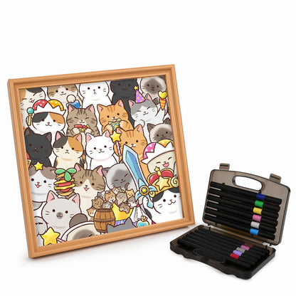 Chatons Magiques - Puzzle en bois à colorier