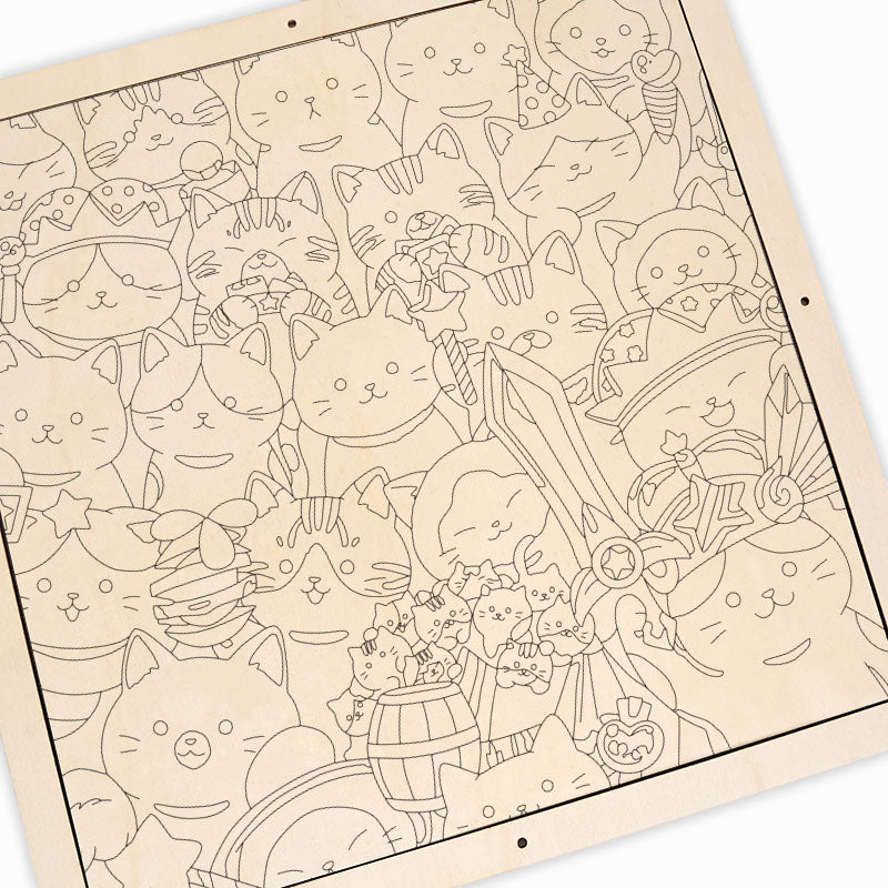 Chatons Magiques - Puzzle en bois à colorier