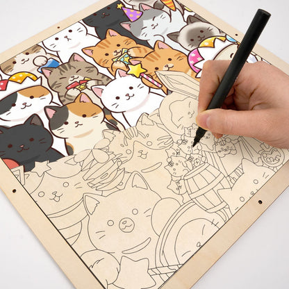 Chatons Magiques - Puzzle en bois à colorier