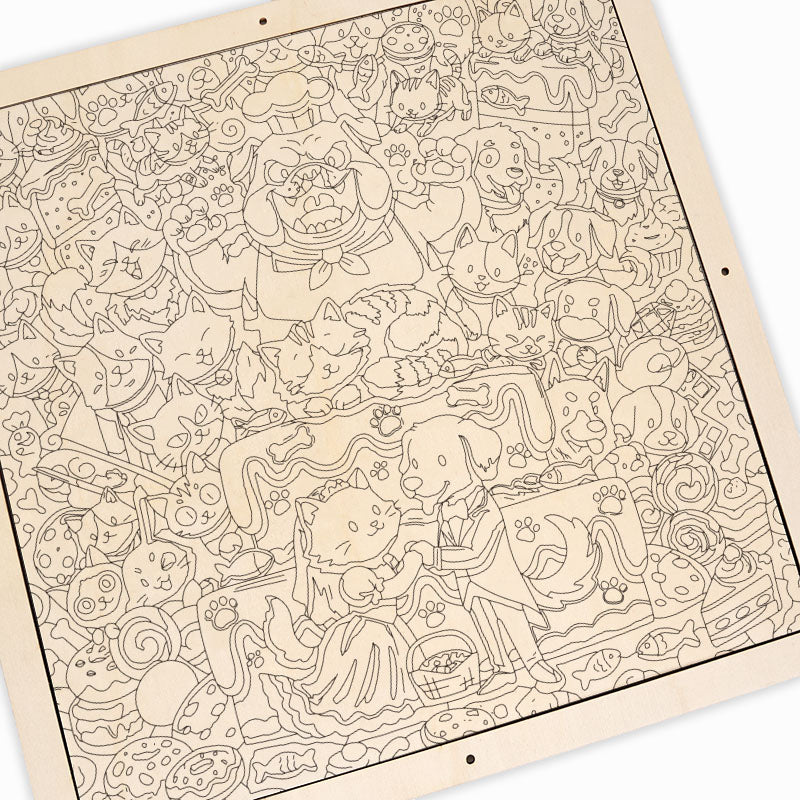 Un mariage ronronnant - Puzzle en bois à colorier