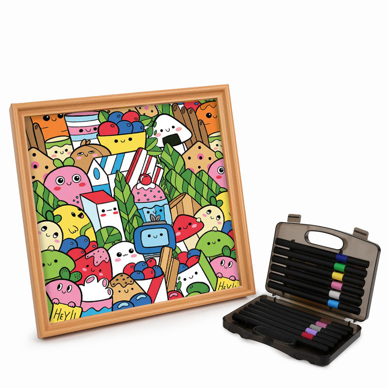 Amis gourmands - Puzzle en bois à colorier