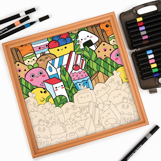 Amis gourmands - Puzzle en bois à colorier