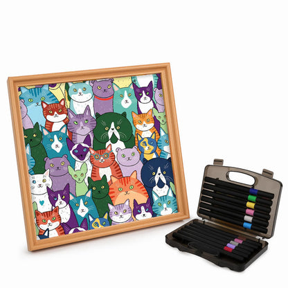 Chats étranges - Puzzle en bois à colorier