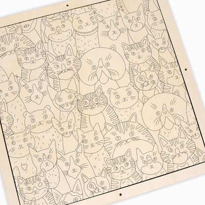 Chats étranges - Puzzle en bois à colorier