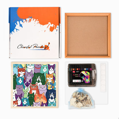 Chats étranges - Puzzle en bois à colorier