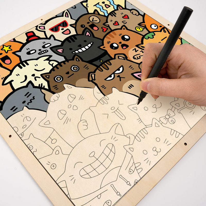 Bizarre mais mignon - Puzzle en bois à colorier