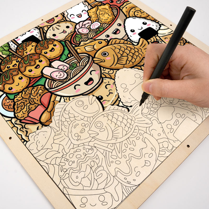 Happy Bites - Puzzle en bois à colorier