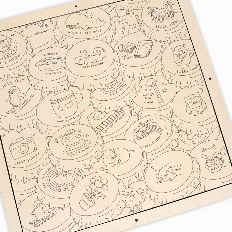 Casquettes colorées - Puzzle en bois à colorier