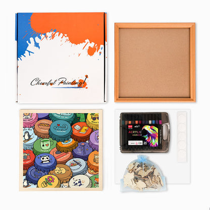 Casquettes colorées - Puzzle en bois à colorier