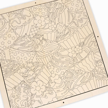 Adorables cupcakes - Puzzle en bois à colorier